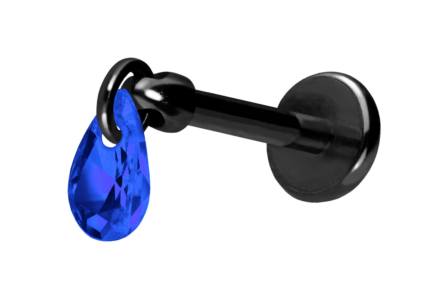 Titan Labret Piercing mit Push Fit KRISTALLTROPFEN